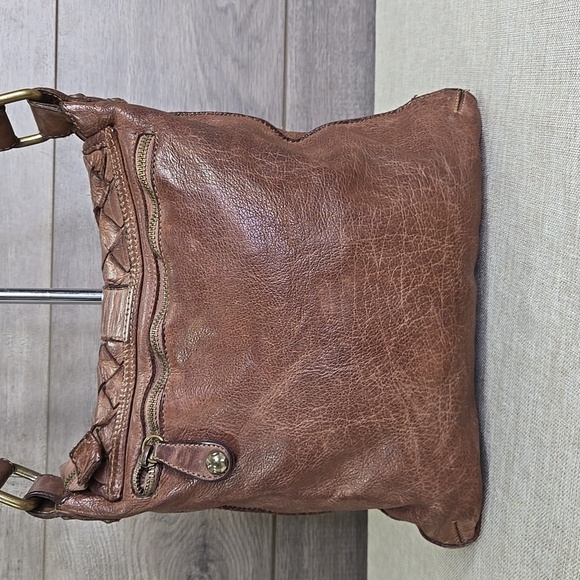 Civico93 Brown Leather Woven Crossbody Shoulder Bag Purse - Picture 4 of 14